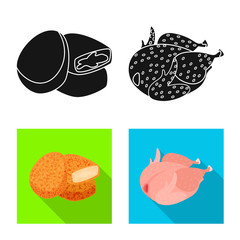 Vector illustration of product and poultry logo. Set of product and agriculture stock symbol for web.