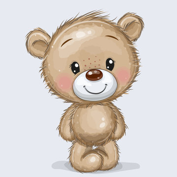 Naklejka Cartoon Teddy Bear isolated on a white background