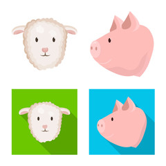 Isolated object of agriculture and breeding icon. Collection of agriculture and organic stock vector illustration.