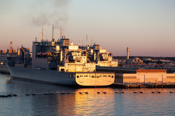 Norfolk Military Base Sunset Reflections