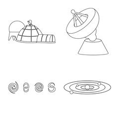 Isolated object of space and galaxy logo. Collection of space and travels stock vector illustration.