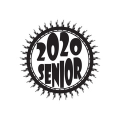 Stylish design for printing on high school graduation clothes. The senior design in the form of a print on a t-shirt. Logo on a light background for graduation.