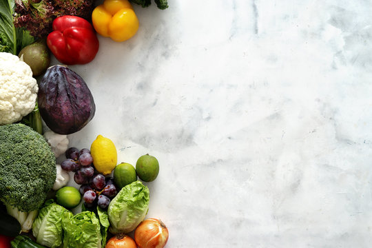 Assortment Of Fresh Vegetables On White Background