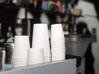 white paper coffee cups. space for text