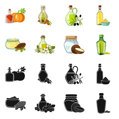 Vector design of healthy and vegetable logo. Collection of healthy and agriculture vector icon for stock.