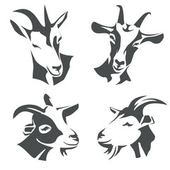 goat heads collection, stylized vector logo template