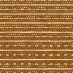 Seamless Christmas gingerbread pattern with decorative lines and dots.