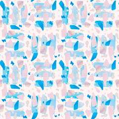 Watercolor abstract pastel colored terrazzo seamless pattern