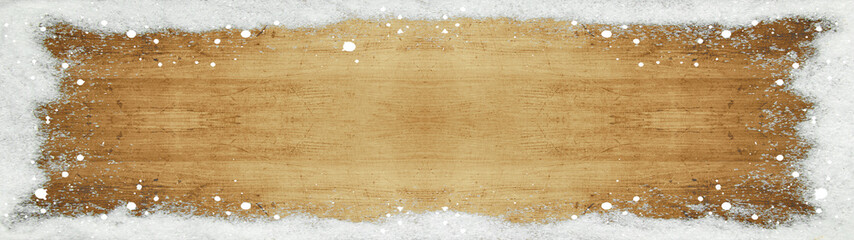 winter background - frame of snow and snowflakes , top view with space for text - Background banner...
