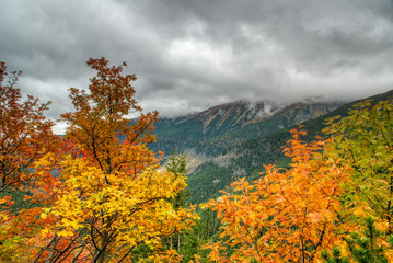 Fototapeta premium Beautifully cloudy Tatra Mountains in autumn colors