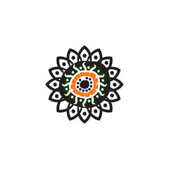 Aboriginal art dots painting icon logo design vector template