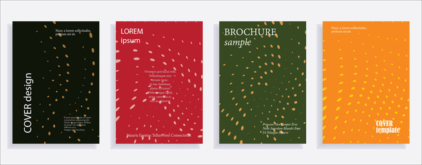 Minimalistic cover design templates. Set of layouts for covers of books, albums, notebooks, reports, magazines. Line halftone gradient effect, flat modern abstract design. Geometric mock-up texture