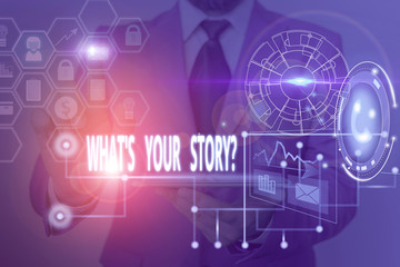 Writing note showing What S Is Your Storyquestion. Business concept for analysisner of asking...