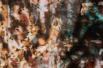 Colorful metal wall texture on the street