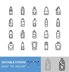 Bottle and container line icon set, vector illustration