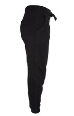 Blank training jogger pants color black side view on white background