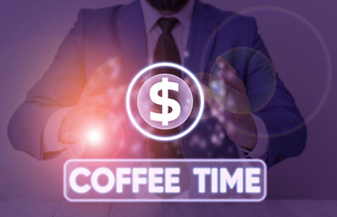 Word writing text Coffee Time. Business photo showcasing a short period of time in which you stop...