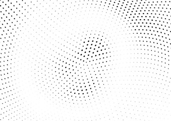 Abstract halftone wave dotted background. Halftone twisted grunge pattern, dot, circle.  Vector modern optical halftone pop art texture for poster, business card, cover, label mock-up, sticker layout