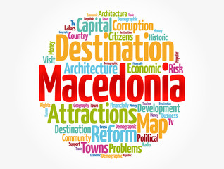 Fototapeta premium Macedonia word cloud, business and travel concept background