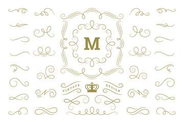 Calligraphic design elements vintage ornaments swirls and scrolls ornate decorations vector design elements.