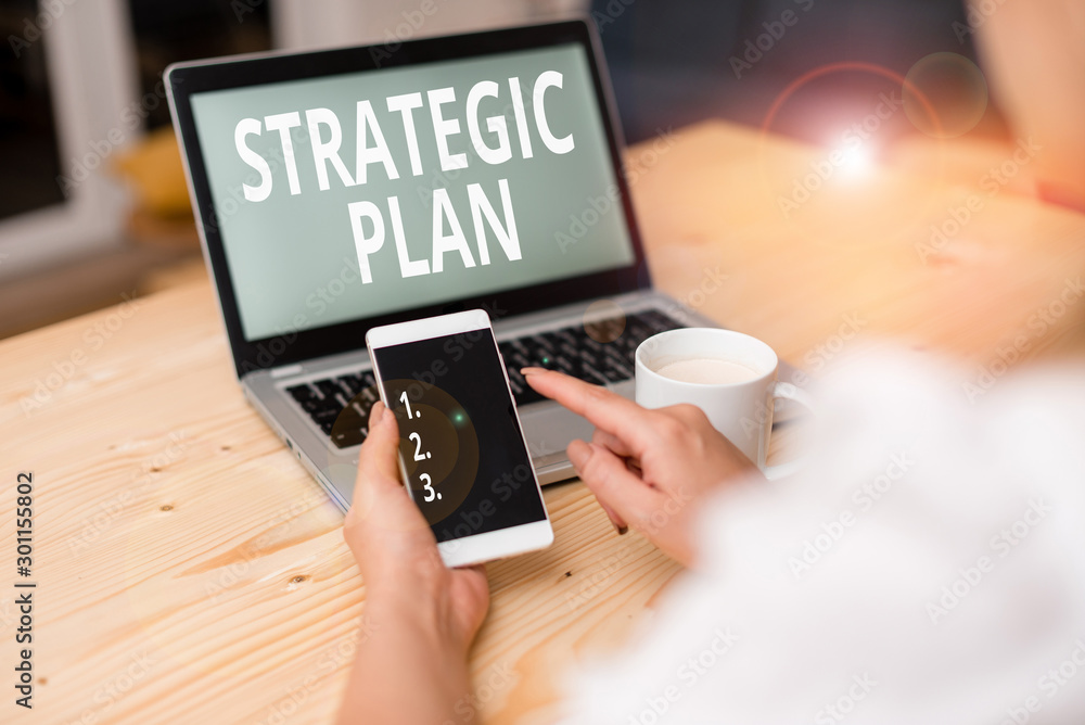 Poster text sign showing strategic plan. business photo text a systematic process of envisioning a desired 