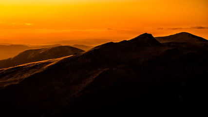  Sunrise in the mountains. Bieszczady Mountains. Poland