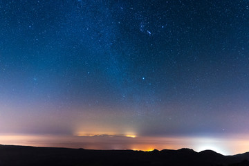 Night sky and the milky way galaxy seen from Mount Teide