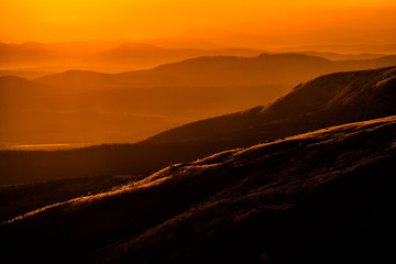  Sunrise in the mountains. Bieszczady Mountains. Poland