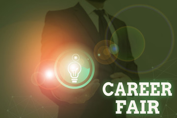 Handwriting text writing Career Fair. Conceptual photo an event at which job seekers can meet possible employers