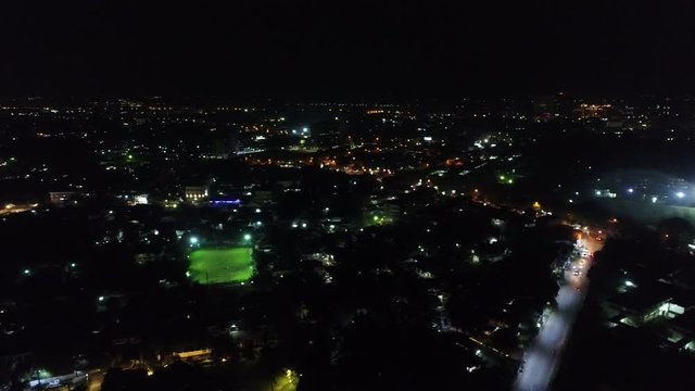 Stade de Football | Laos Ville de Vientiane de nuit vue du ciel