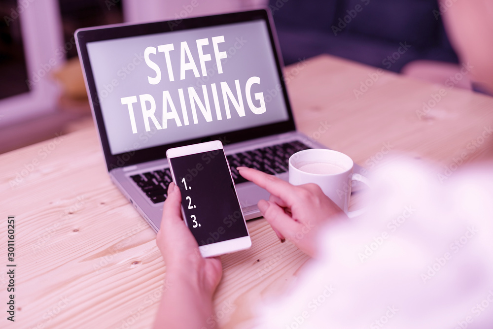 Aufkleber text sign showing staff training. business photo text program that helps employees learn specific kn