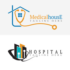Collection of medical and health logos for clinics, icons of human organs, heart, intestines, lungs, kidneys, vector elements