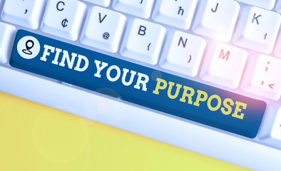 Writing note showing Find Your Purpose question. Business concept for reason for something is done...