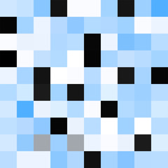 Seamless pattern. Geometrical square background. Blue colors. Pixel art style. Vector tile. Abstract illustration.