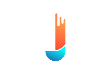 letter J in orange blue alphabet color for company icon logo design