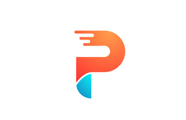 letter P in orange blue alphabet color for company icon logo design
