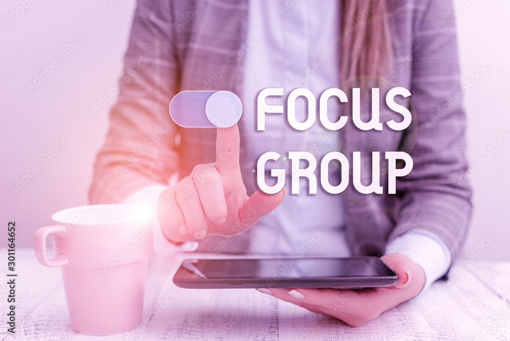 Poster text sign showing focus group. business photo text showing assembled to participate in discussion ab