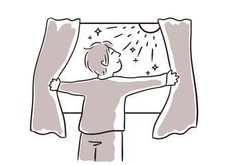 朝日を浴びる男性