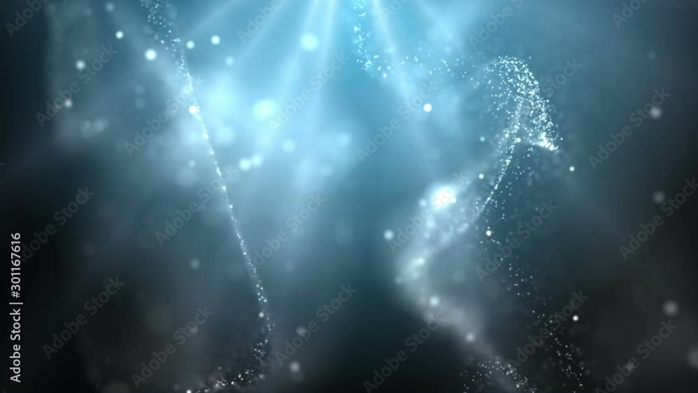Poster elegant fantasy abstract science and spirituality motion background with particles in organic motion