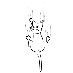 Black Cat Cartoon Scratching Wall or curtains.