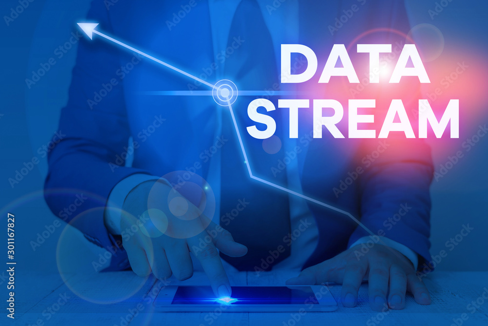 Poster word writing text data stream. business photo showcasing sequence of digitally encoded coherent sign