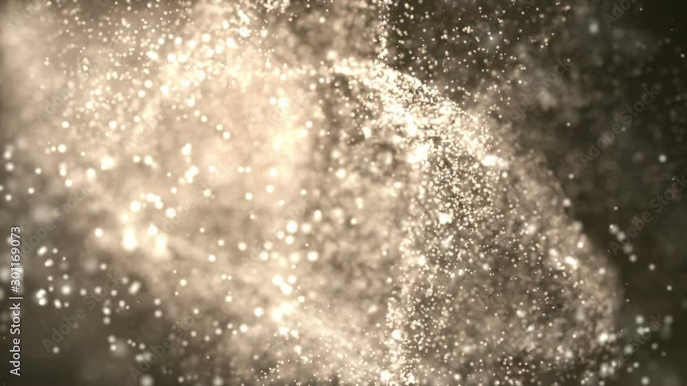 Poster holiday elegant dark golden fantasy abstract motion background with particles in organic motion. dep