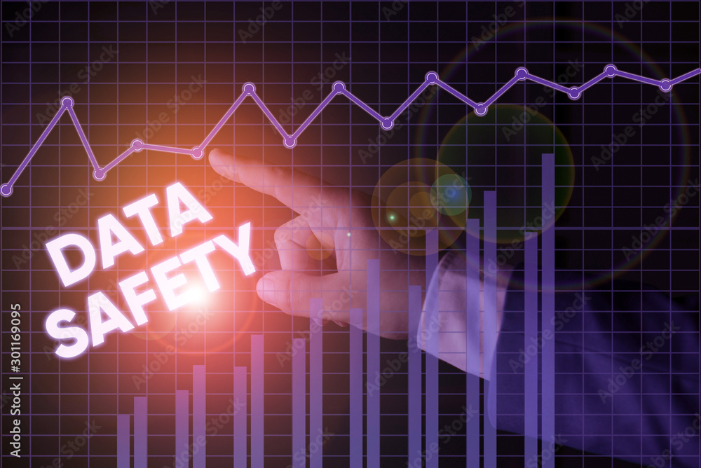Poster writing note showing data safety. business concept for concerns protecting data against loss by ensu
