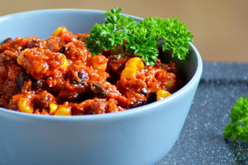 Chili sin carne, Chili vegan, Vegane Chilipfanne