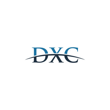 Initial letter DXC, overlapping movement swoosh horizon logo company design inspiration in blue and gray color vector