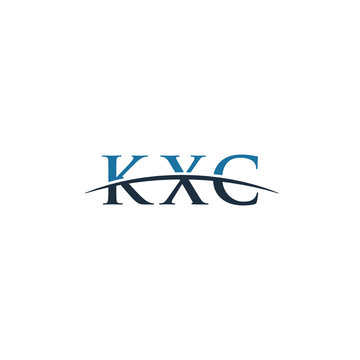 Initial letter KXC, overlapping movement swoosh horizon logo company design inspiration in blue and gray color vector