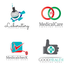 Collection of medical and health logos for clinics, icons of human organs, heart, intestines, lungs, kidneys, vector elements