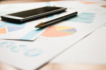 Analysis and research of financial data on business the chart.