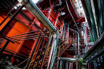 Large industrial pipes in a thermal power plant