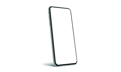Smartphone vector frameless blank screen mockup template on edge isolated on white background	